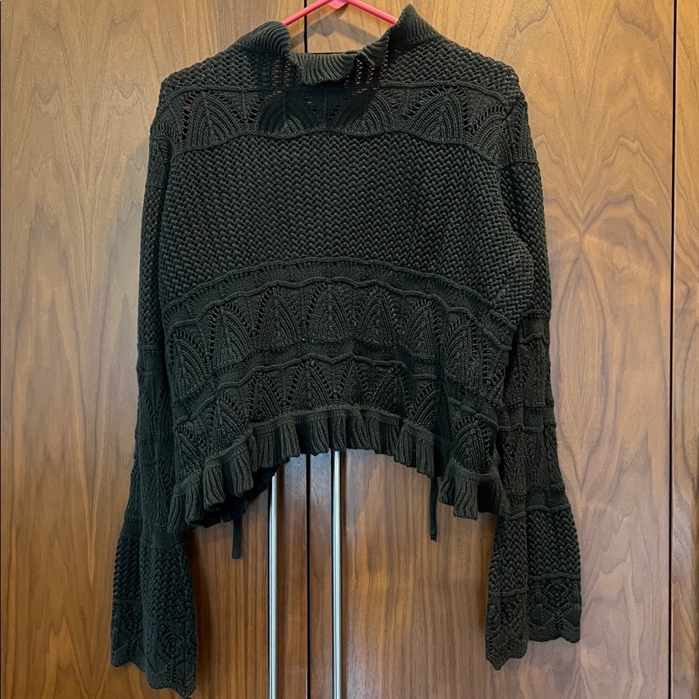 Disturbia Whimsickle Tie Close Black Cardigan Crochet - Picture 4 of 8